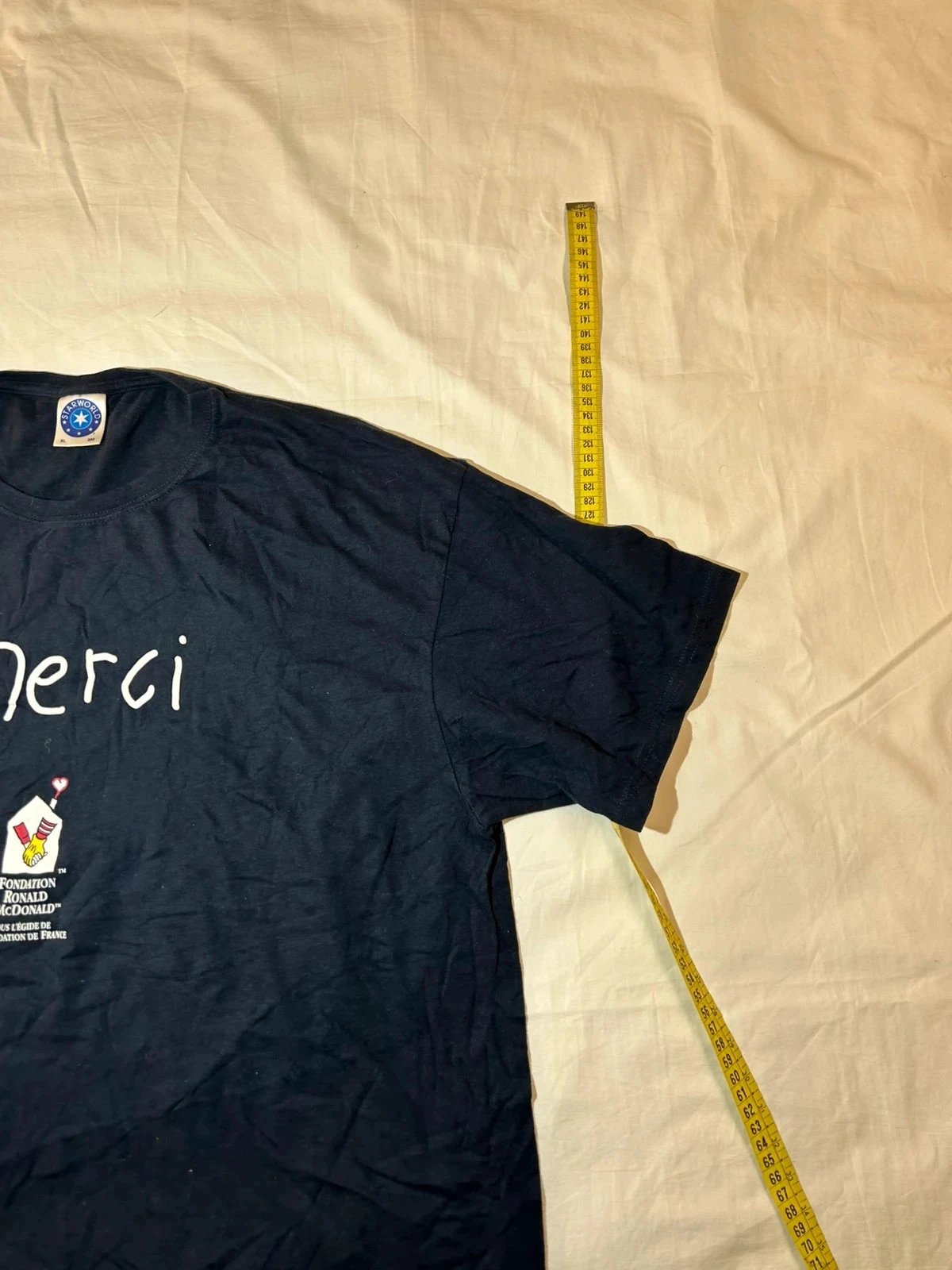 T-shirt bleu marine imprimé merci vintage starworld – photo 4
